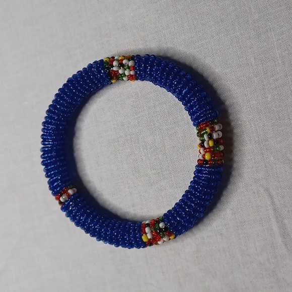 Blue Beaded and Multicolor Beaded Bracelet - Picture 2 of 2